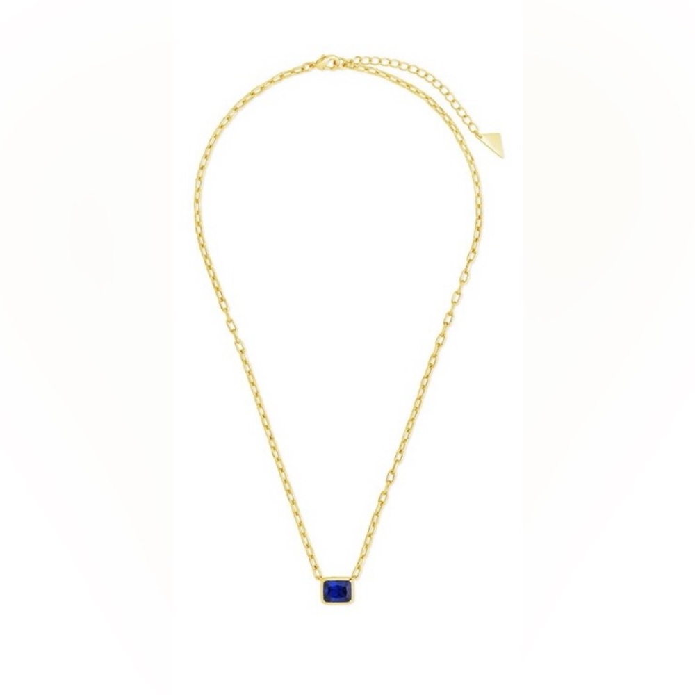 Sterling Forever Sapphire Cushion-Cut Bezel Pendant Necklace Cushion Cut blue